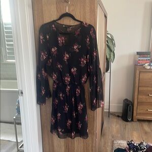 White House Black Market Black and Pink Bell Sleeve Sundress